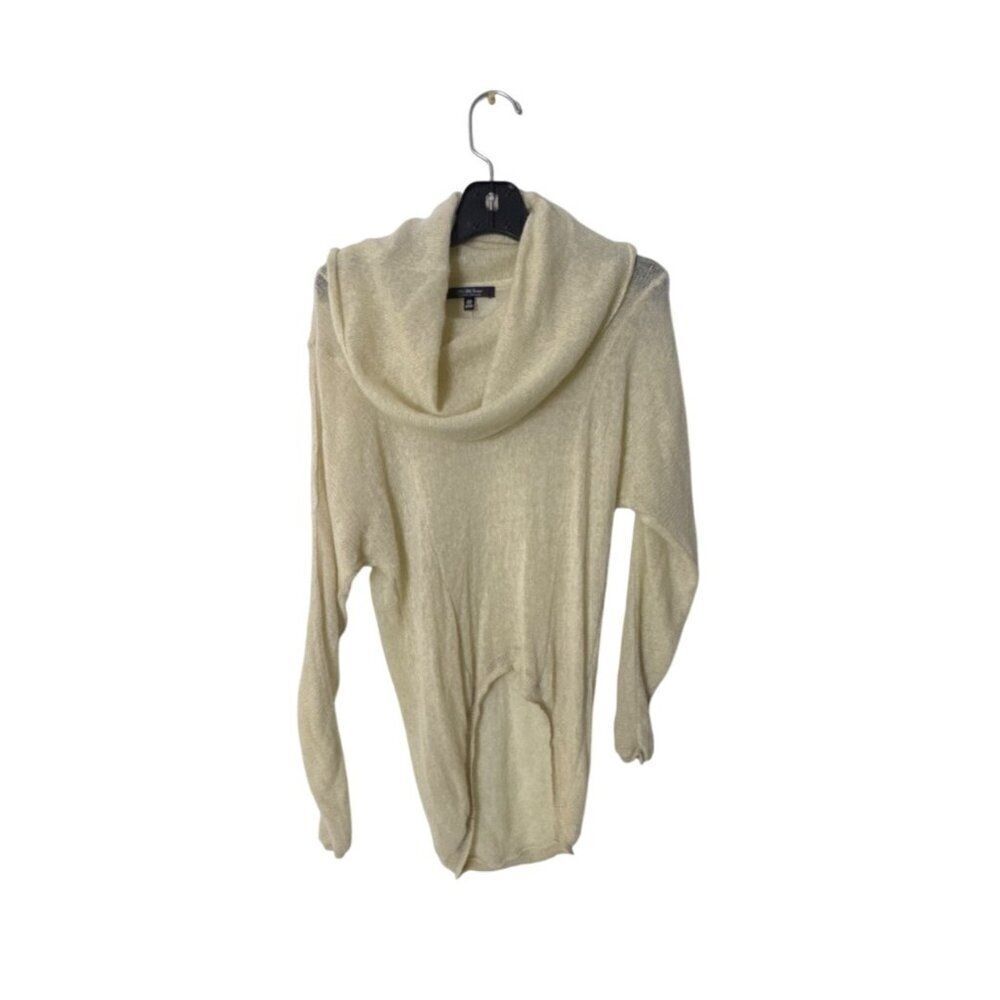 Saks Fifth Avenue Womens Ivory Cashmere Cowl Neck Sweater M